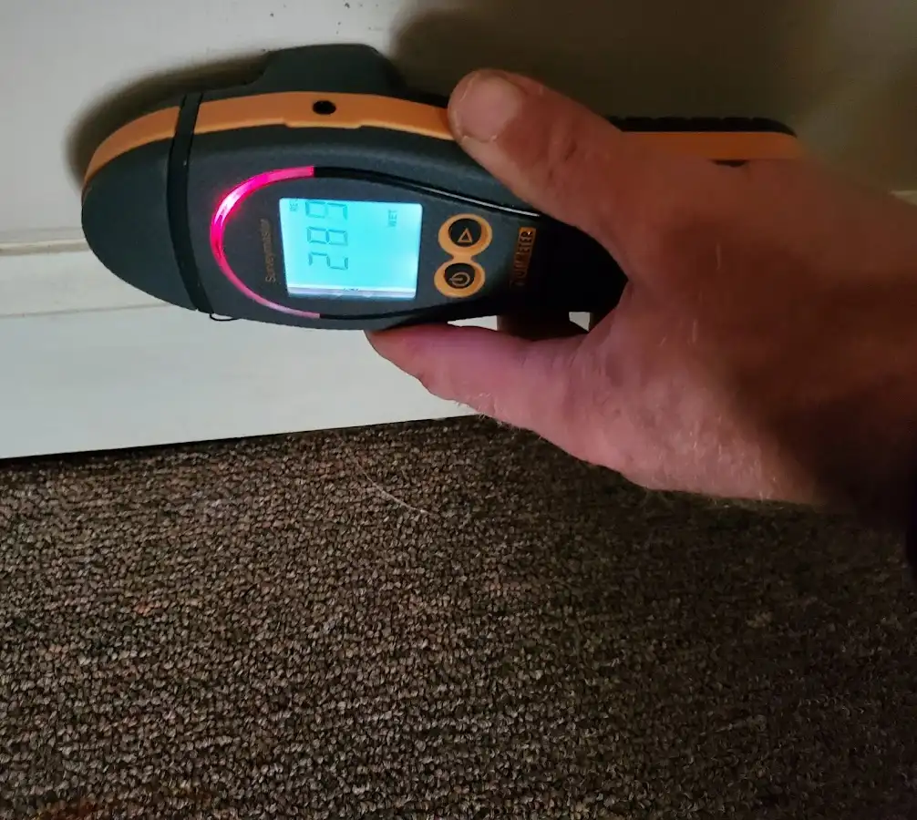Moisture detection at baseboard during Burst Pipe Cleanup in Provo